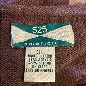 525 America Women’s XL Dark Brown Crewneck Sweater 3/4 Sleeve Knit Fall Y2K